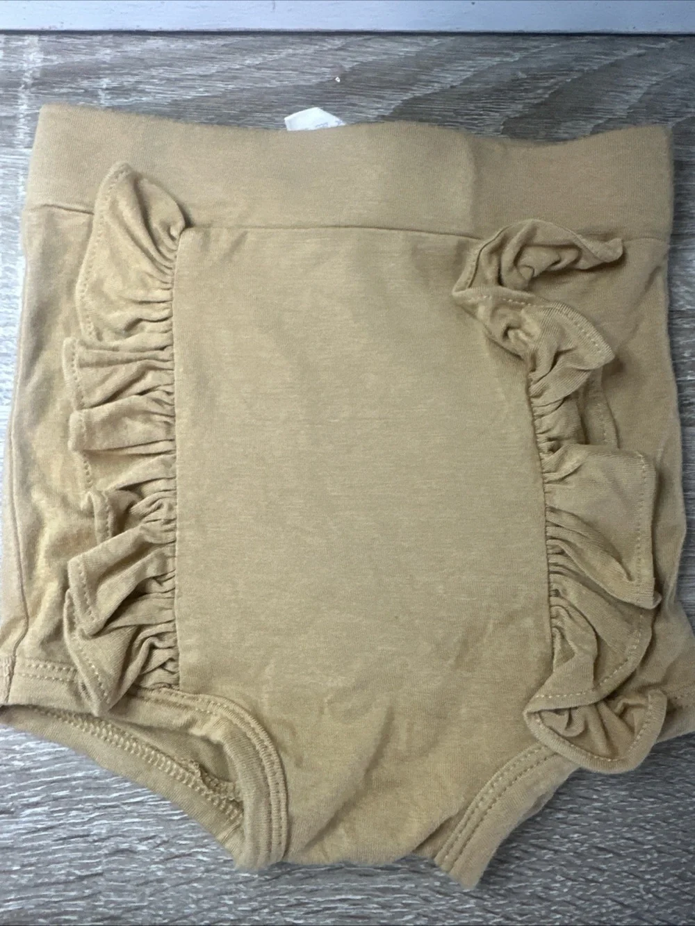 Kate Quinn Retro Ruffle Bloomers Bundle Size6-12 Mnths Tan(bamboo)& Striped Tan